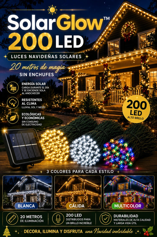 Luces Lineales Cable verde 200 Led Solar